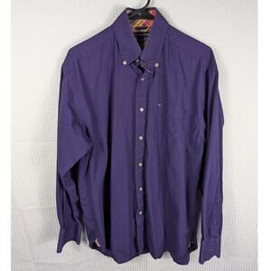 Tommy Hilfiger M Button Down Shirt Mens Purple Cotton Preppy Vintage Taiwan Rare